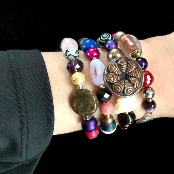 Hand Crafted Jewelry - Handmade Bracelet with Vintage and Modern Elements (NB76-3H) New Without Tags